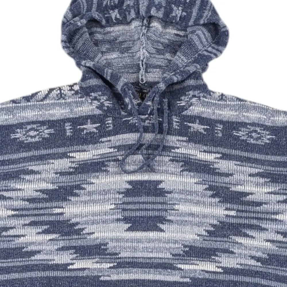 Polo Ralph Lauren Southwestern Knit Hoodie Men's Large Blue F326